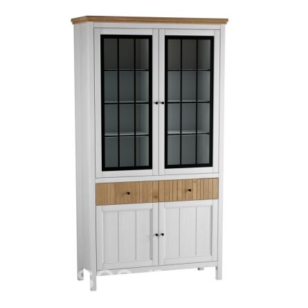 Шкаф для посуды Сканди с ящиками (2 глухие двери 2 стеклянные двери)